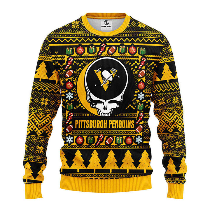 Pittsburgh Penguins Grateful Dead Ugly Christmas Fleece Sweater