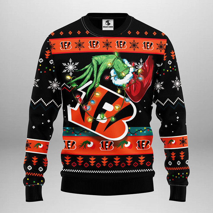 Cincinnati Bengals Grinch Christmas Ugly Sweater