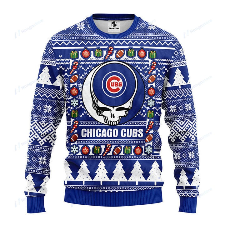 Chicago Cubs Grateful Dead Ugly Christmas Fleece Sweater