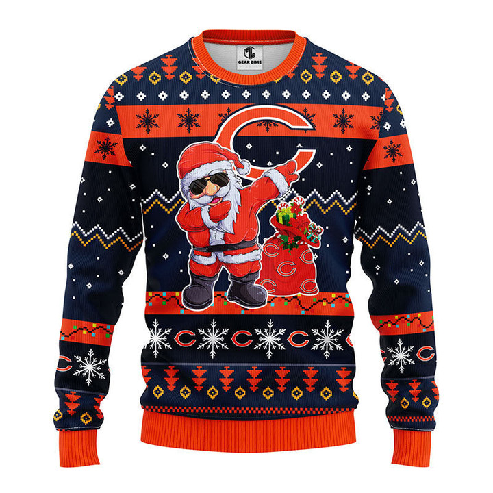 Chicago Bears Dabbing Santa Claus Christmas Ugly Sweater