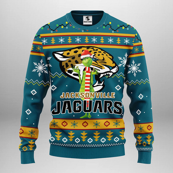 Jacksonville Jaguars Funny Grinch Christmas Ugly Sweater