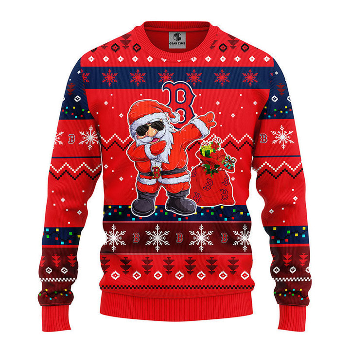 Boston Red Sox Dabbing Santa Claus Christmas Ugly Sweater
