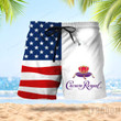 Vintage USA Flag Fourth Of July Crown Royal Hawaiian Beach Shorts
