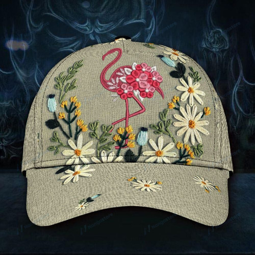 Flamingo Daisy Flower Hat Unique Floral Baseball Classic Cap Mother's Day Gift 2023 Ideas For Wife