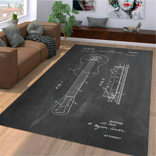 Gibson Les Paul Guitar Patent Area Rectangle Rug Home Decor