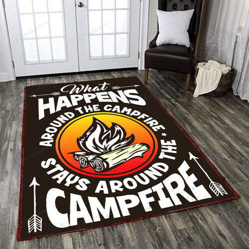 Camping What Happened Around The Campfire Stays In The Campfire Area Rectangle Rug Carpet Vintage Home Decor Gift Idea