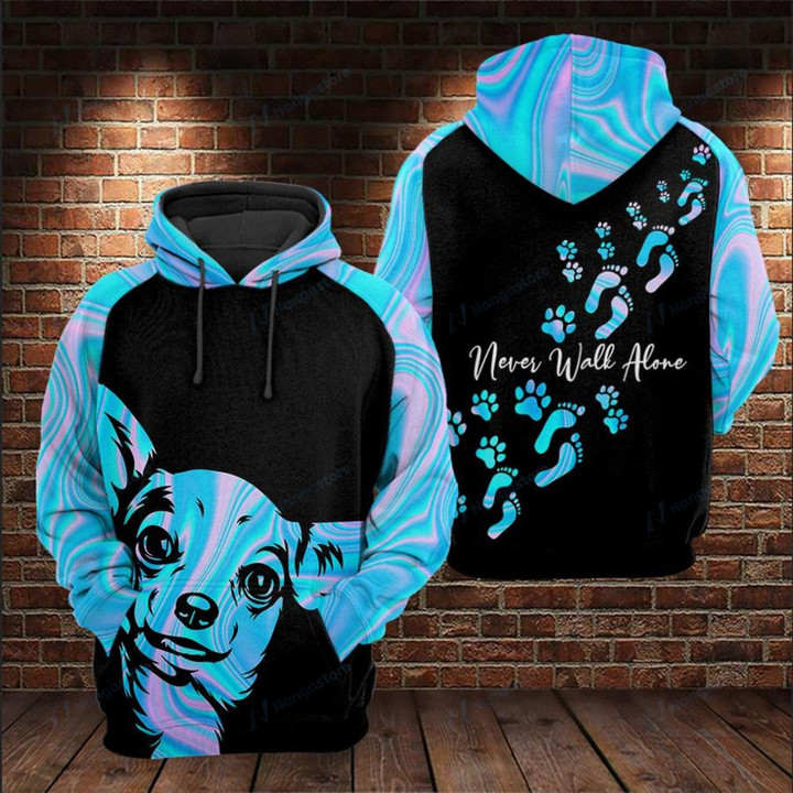 Chihuahua Never Wall Alone 3D All Over Print Hoodie - Nangastore