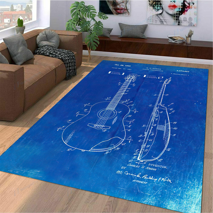 Ch Kaman Guitar Patent Area Rectangle Rug Home Decor