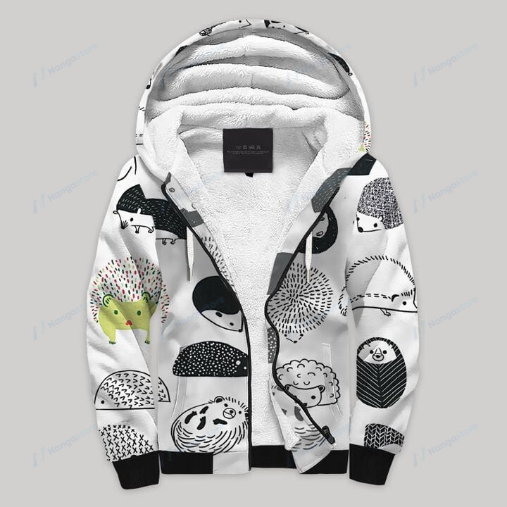 Hedgehog Blanke Fleece Zip Hoodie All Over Print