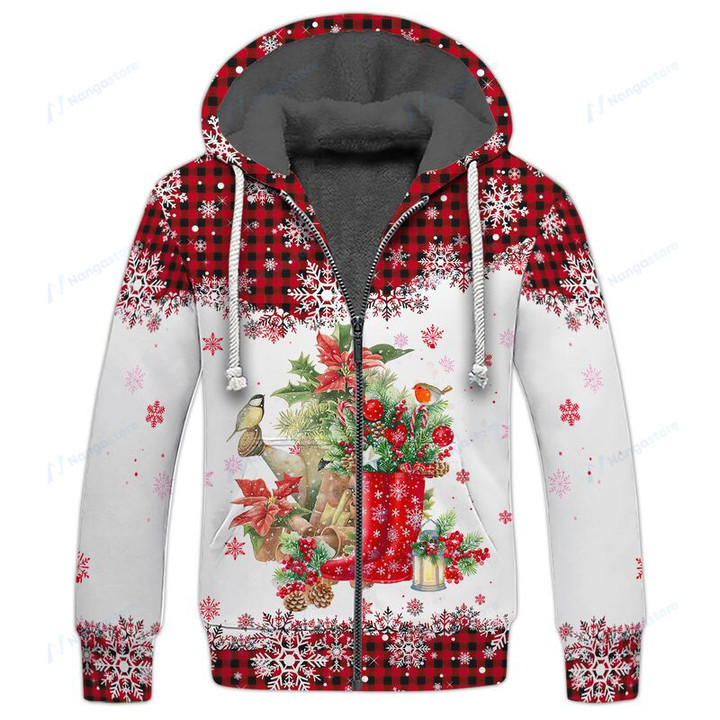 Christmas Gardening Fleece Zip Hoodie All Over Print