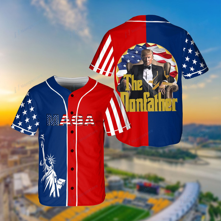 The Donfather Trump Baseball Jersey, The Comeback Continues Tour Baseball Jersey, 4th Of July Baseball Jersey, Voting For A Felon 2024