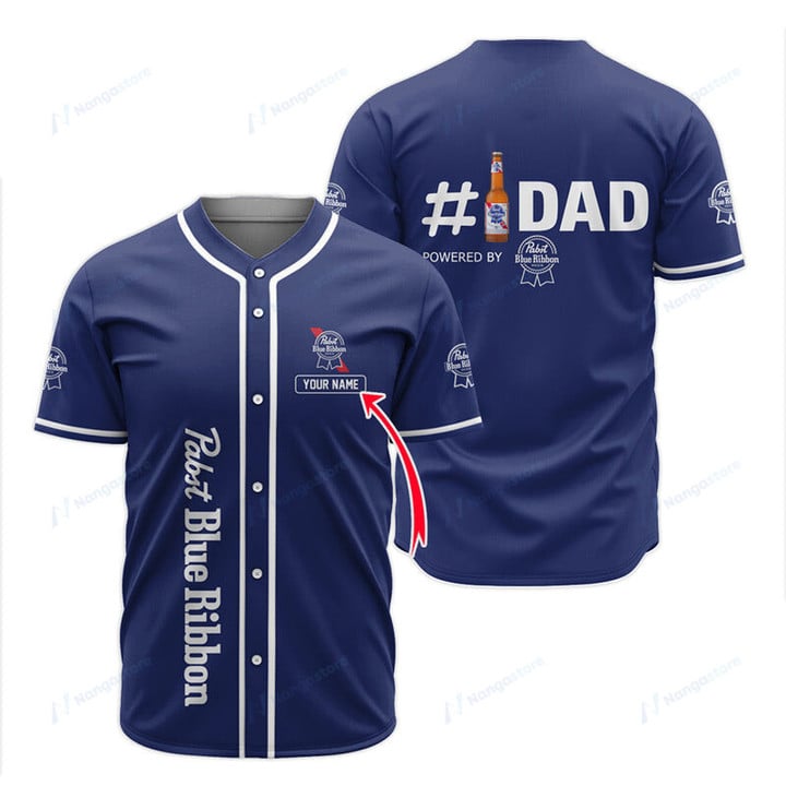 Personalized Pabst Blue Ribbon Happy Father's Day Baseball Jersey