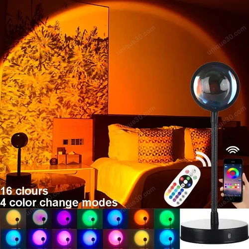 16 Colors Sunset Lamp Led Projector Night Light Living Room BarCafe Shop Background Wall Decoration Lighting For Photographic
