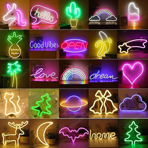 Neon Led Lights Sign Planet Flash Lightning Moon Neon Light Love Cloud Unicorn Neon Signs for Room Home Decor Party Wall Lamp