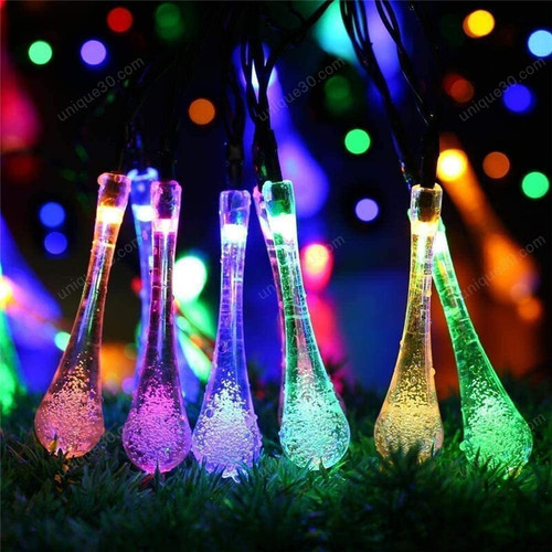 Water drop LED Solar Lights Outdoor Lamp String Lights For Holiday Christmas Party Waterproof Fairy Light Garden Garland Decor