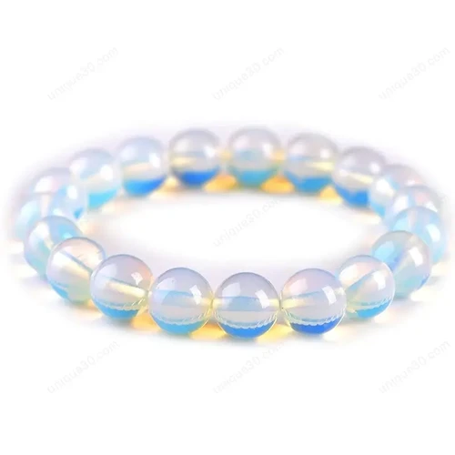 6mm/8mm/10mm/12mm Round Crystal Moonstone/Turquoise Natural Stone Stretched Beaded Bracelet for Women Wristband Christmas Gifts