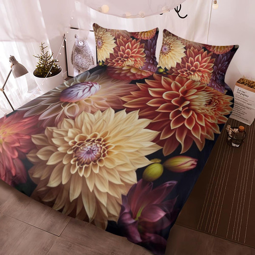 Dreamy Dahlia Delight: Blossoming Beauty Bedding Set