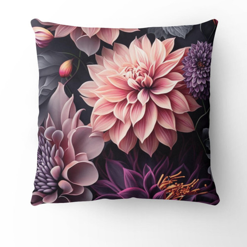 Dahlia flowers graphic printed pillow case cover