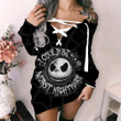JS I Could Be Your Worst Nightmare Women's Lace-Up Long Sweatshirt GINNBC619