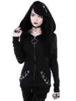 Loose Gothic Punk Long Sleeve Hooded Black Sweatshirt