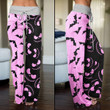 Black Pink Halloween Skull Nightmare Women's High-waisted Straight-leg Trousers GINNBC1334