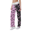 Black Pink Halloween Skull Nightmare Women's High-waisted Straight-leg Trousers GINNBC1334