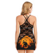 HALLOWEEN NIGHTMARE ORANGE Women's Black Lace Cami Dress GINNBC1346