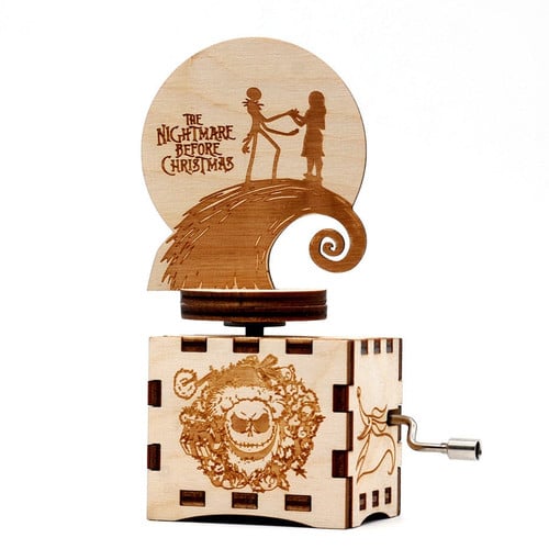 2019 Wood Carving Retro-vintage The Nightmare Before Christmas Music box