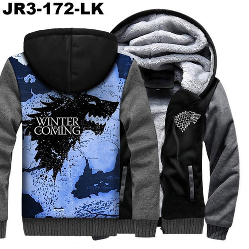 Game Of Thrones Thick Hoodies Men House Stark Winter Is Coming Jackets 2018