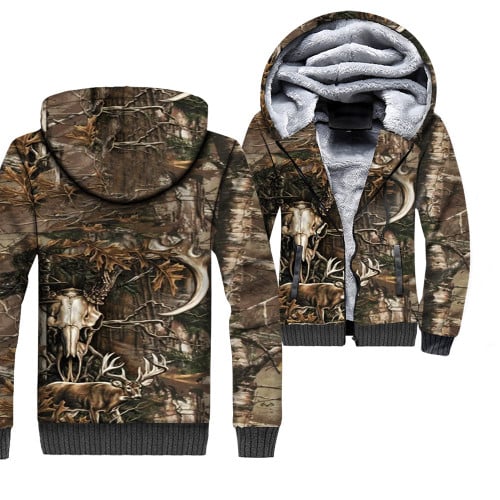 Hunting Deer 3D Print Men Winter Thick Zipper Jacket 2018