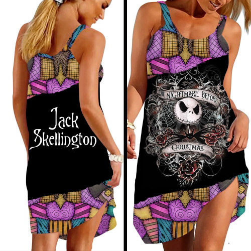 Jack Skellington Sally Pattern Sleeveless Beach Dress GINNBC57089