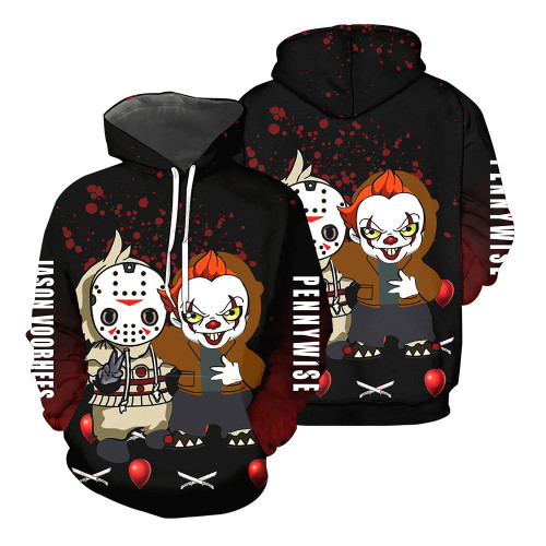 Jason Voorhees & Pennywise 3D All Over Printed Shirts For Men and Women 216