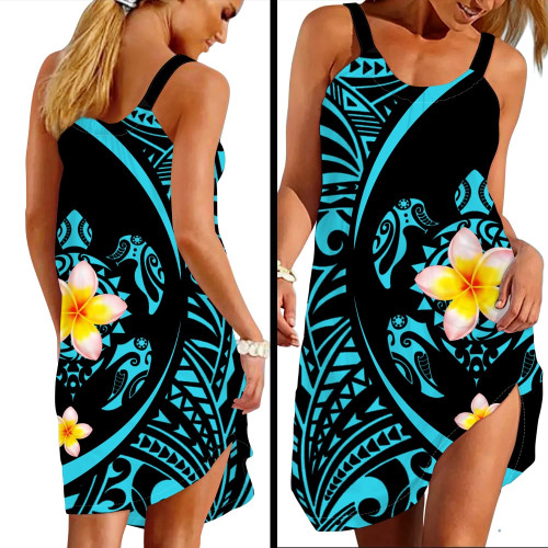 Polynesian Turtle Sleeveless Beach Dress GINTUR00012