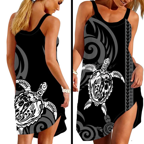 Polynesian Turtle Sleeveless Beach Dress GINTUR00063