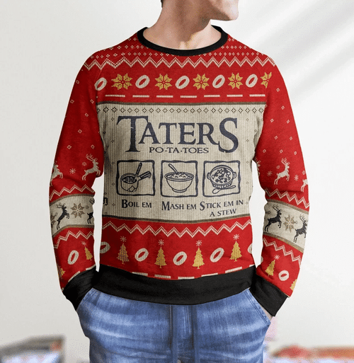 Taters Potatoes LOTR Knitted Sweater Ugly Christmas Shirt, Xmas Sweater, Christmas Sweater, Ugly Christmas Sweater GINUGL65