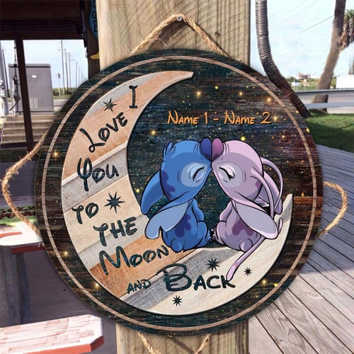 I Love You To The Moon And Back - Personalized Round Wood Sign With 3D Pattern Print