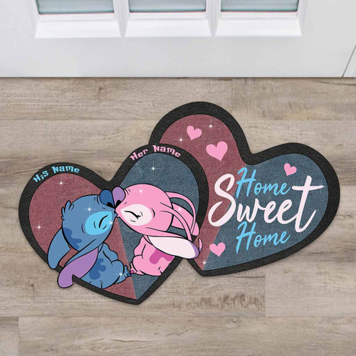 Home Sweet Home - Personalized Couple Ohana Shaped Doormat
