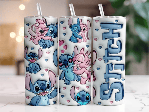 3D INFLATED Stitch Skinny Straight Tumbler GINLIST205