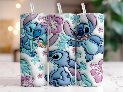 3D INFLATED Stitch Skinny Straight Tumbler GINLIST207