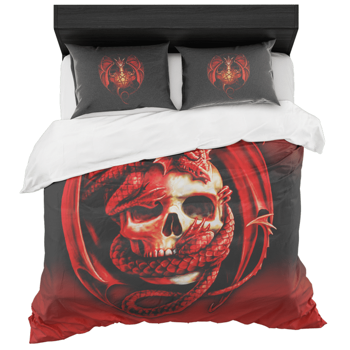 Bedding Set - Red Dragon Skulls