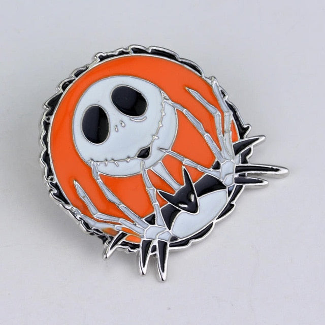 Enamel Brooch Pumpkin Skeleton Jack Mickey Maid Sally Pins Laples Jewelry