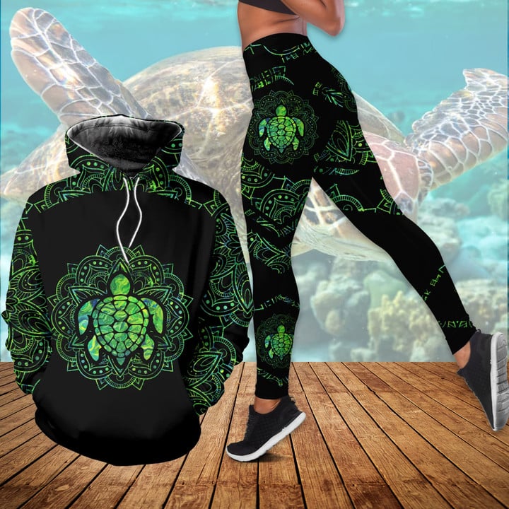 Green Mandala Turtles Combo Hoodie & Legging 150