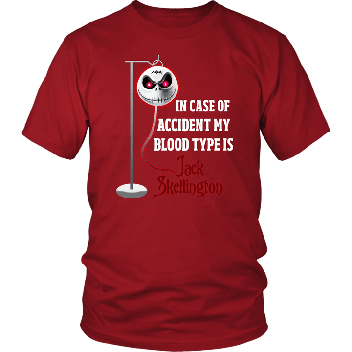 In Case Of Accident My Blood Type Is Jack Skellington T-Shirt