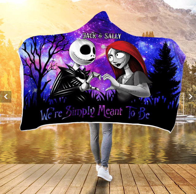 Jack & Sally We Are Simply Meant To Be Personalized Hooded Blanket GINNBC1062