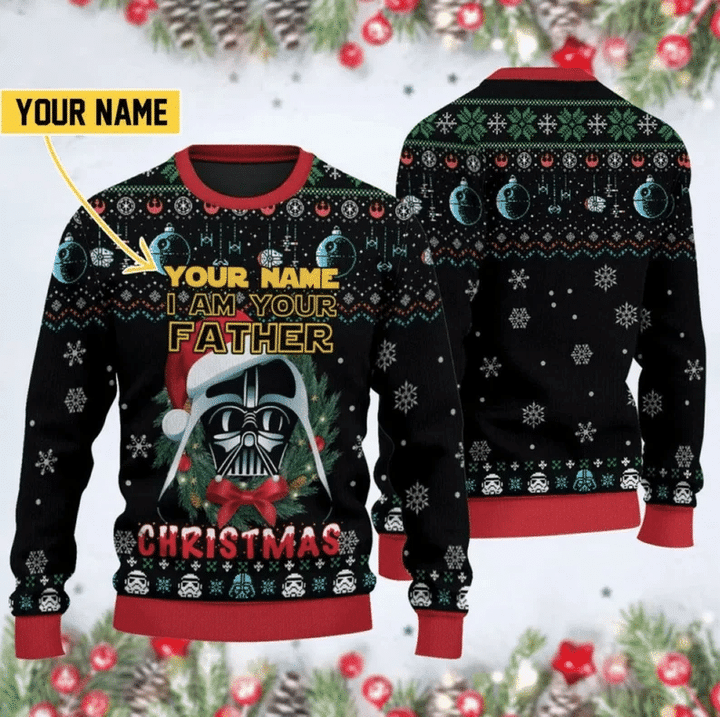 Personalized I'm Your Father D. Vader Knitted Sweater Ugly Christmas Shirt, Xmas Sweater, Christmas Sweater, Ugly Christmas Sweater GINUGL12