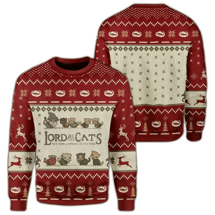 Lord Of Cats Ugly Christmas Sweatshirt, Xmas Sweater, Christmas Sweater, Ugly Christmas Sweater GINUGL15