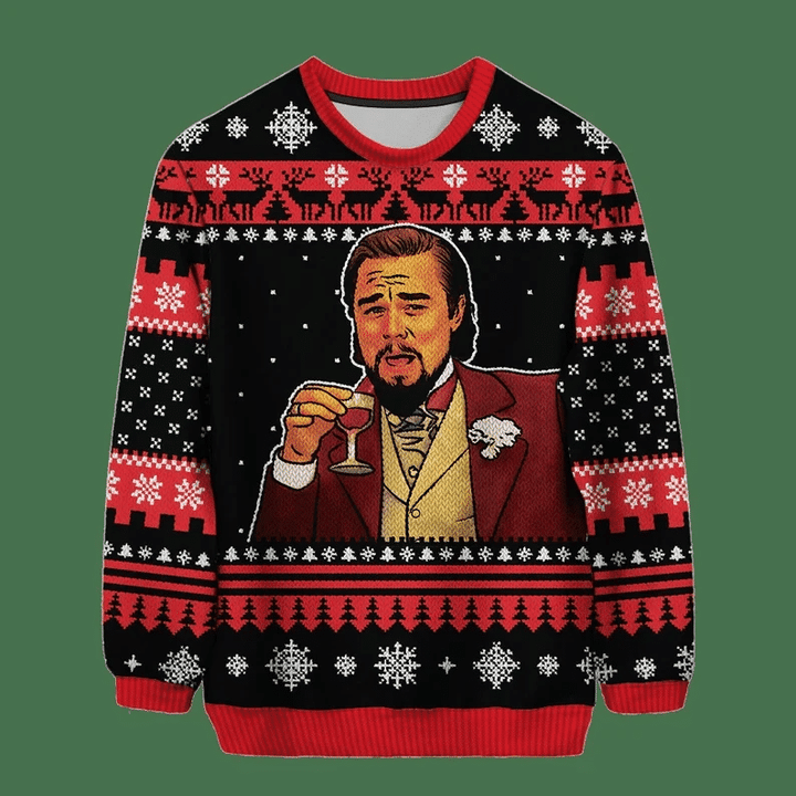 Laughing Leo Christmas Wool Ugly Knitted Christmas Sweatshirt, Xmas Sweater, Christmas Sweater, Ugly Christmas Sweater GINUGL25