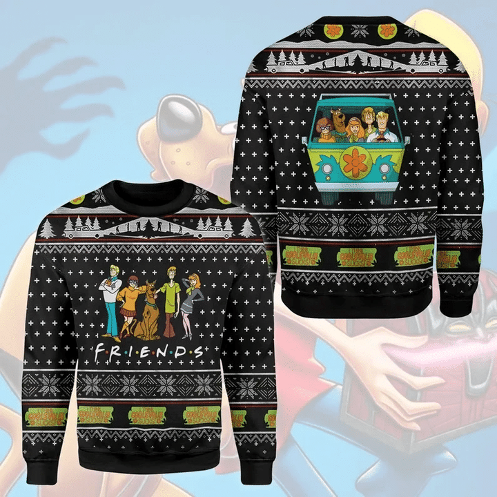 Funny Dog Friends Christmas Wool Ugly Knitted Christmas Sweatshirt, Xmas Sweater, Christmas Sweater, Ugly Christmas Sweater GINUGL36