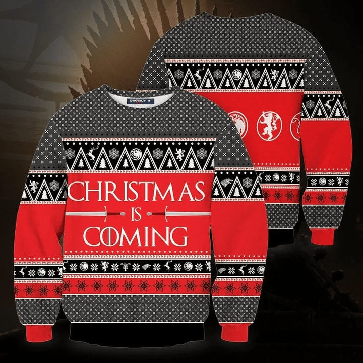 Christmas is Coming Knitted Sweater Christmas Sweatshirt, Xmas Sweater, Christmas Sweater, Ugly Christmas Sweater GINUGL49