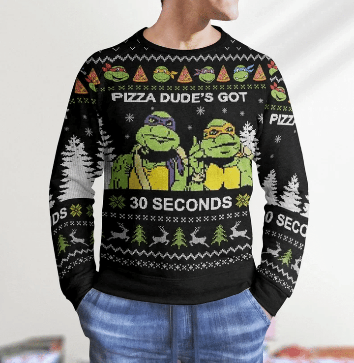 Pizza Dude's Got 30 Serconds Knitted Sweater Ugly Christmas Shirt, Xmas Sweater, Christmas Sweater, Ugly Christmas Sweater GINUGL68